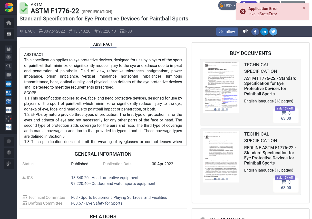 ASTM F1776-22 standard specification for eye protective devices for paintball sports