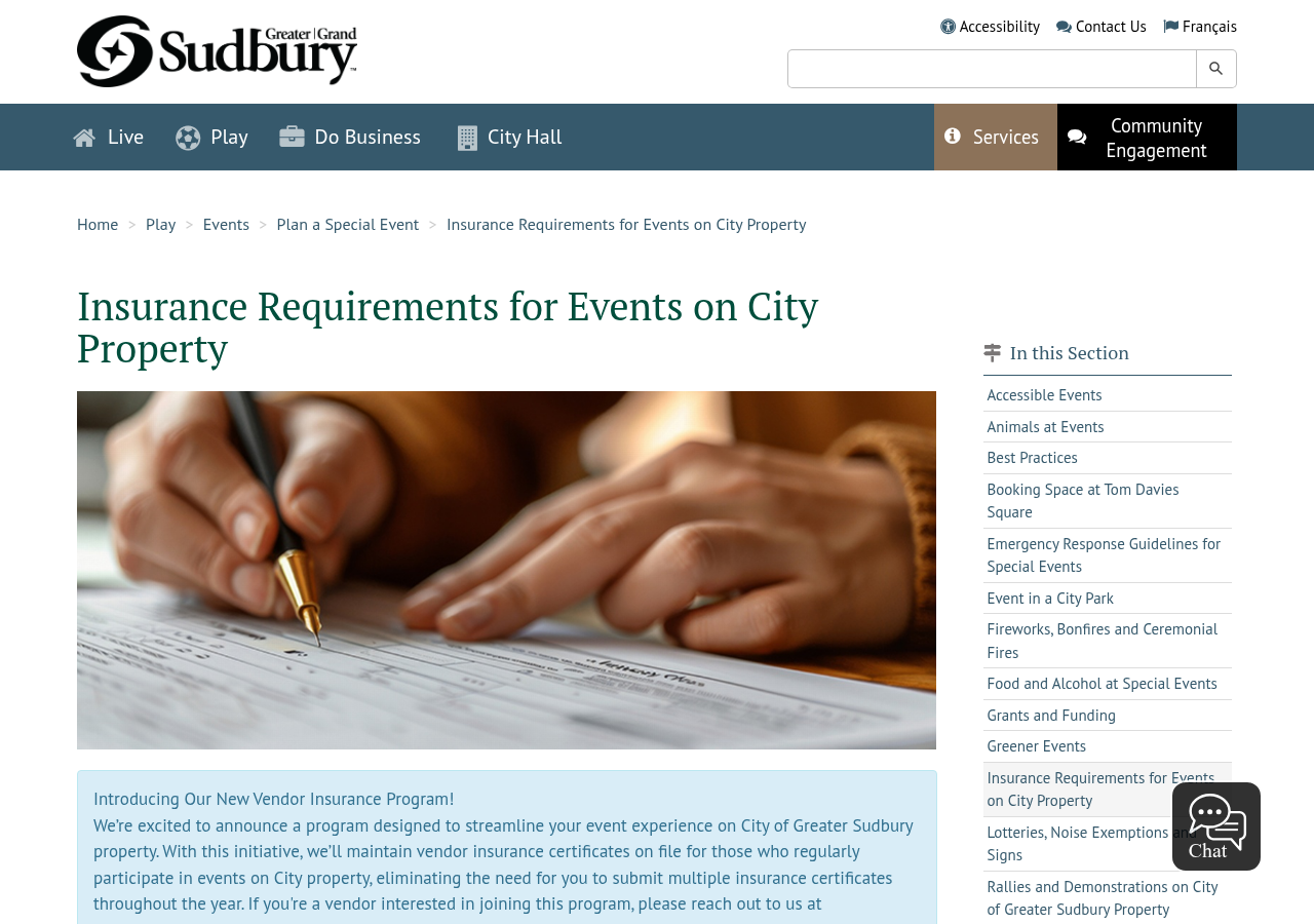 City of Greater Sudbury insurance requirements for events on city property