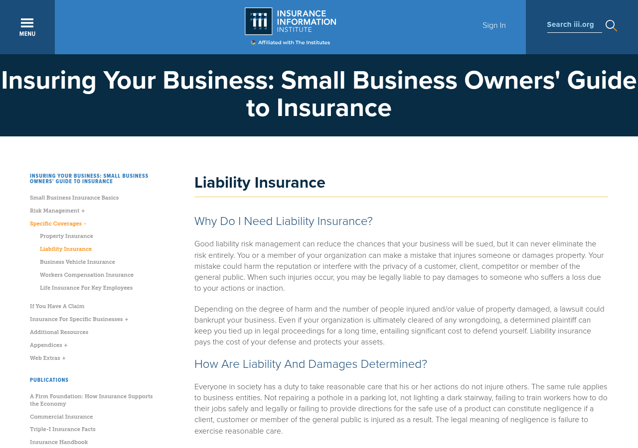 Insurance Information Institute liability insurance guide for business owners