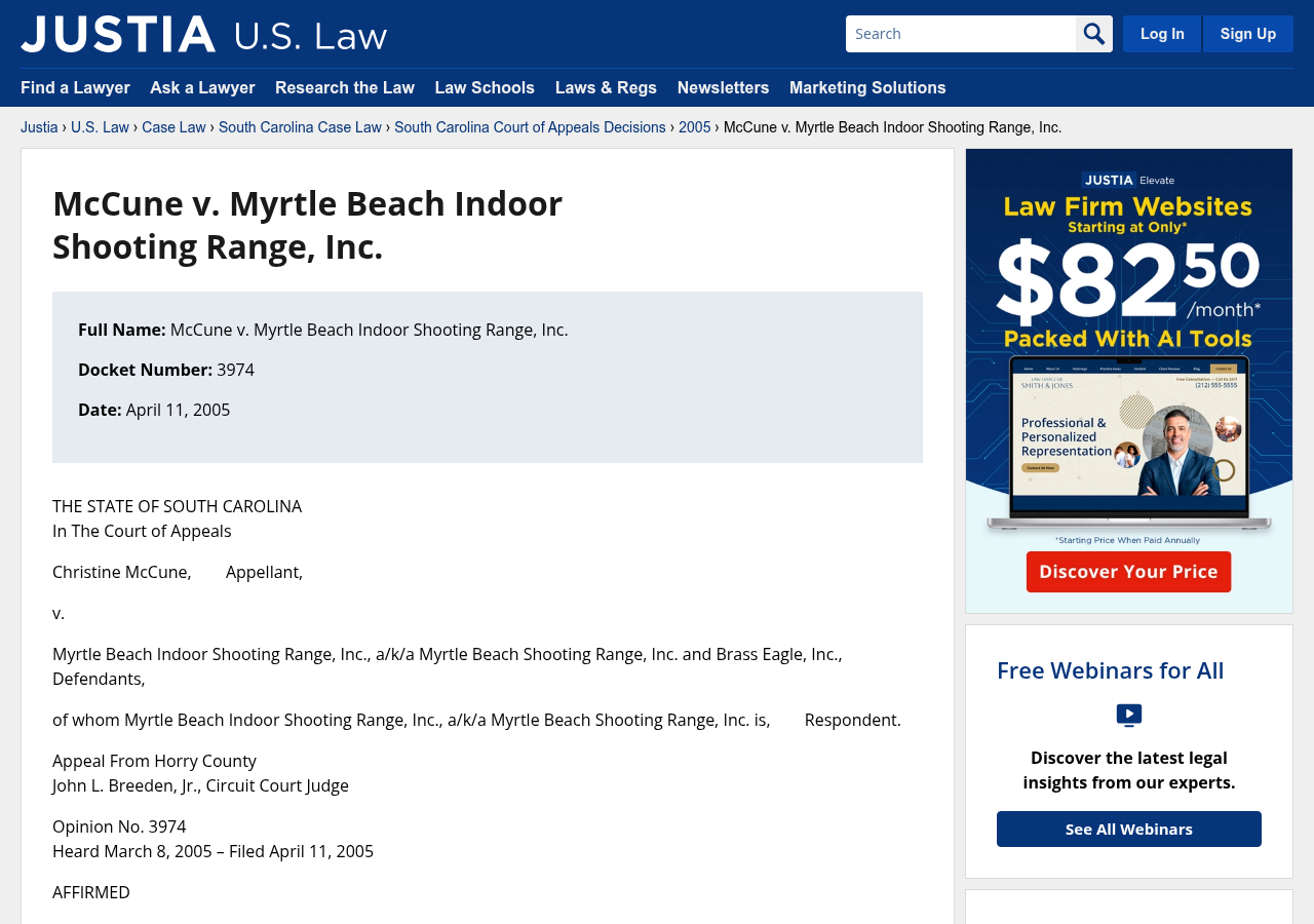 Justia page for McCune v Myrtle Beach Indoor Shooting Range
